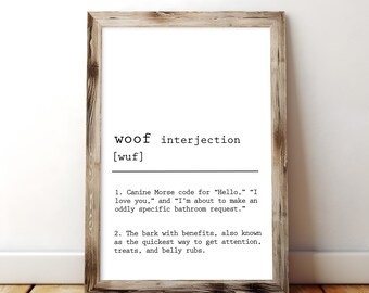 Funny woof dictionary definition dog wall decor dog lover gift high quality printable dog wall art definition poster digital download print