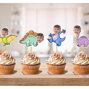 Custom Photo Dinosaur Cupcake Toppers