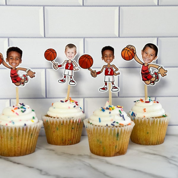 Custom Photo Basketball Cupcake Toppers