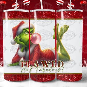 Grumpy Green Guy Christmas Tumbler Wrap | Funny Holiday Design (PNG)