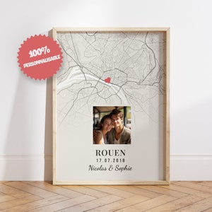 Poster di coppia personalizzato con foto e luogo. Regalo per coppia.