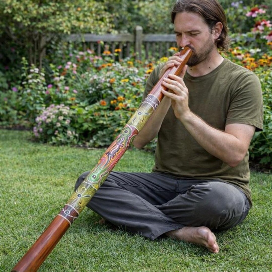 Handmade and Hand Painted Bamboo Didgeridoo Instrument. Percussion ...