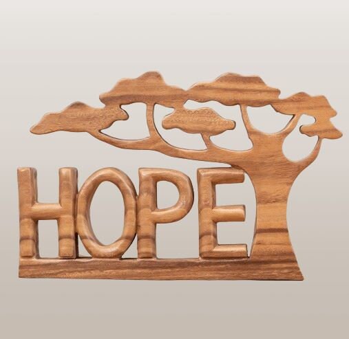 Wooden HOPE Sign - Freestanding Tabletop Decor Or Wall Hanging, Rustic Multicolor Farmhouse Style