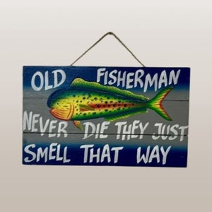 Hanging Wooden Sign - Old Fisherman