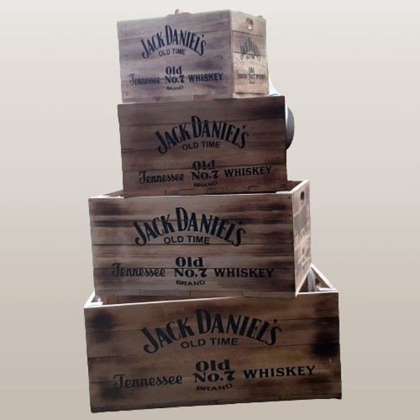Handmade and Hand Painted Wooden Crates - Jack Daniels JD Design. Wooden Storage