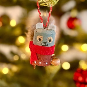 Wine Cork Christmas Tree Ornament Squirrel image 1