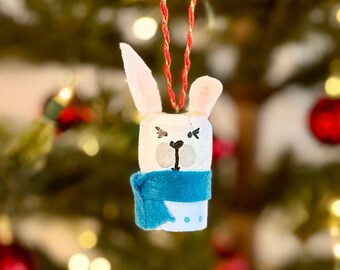 Wine Cork Christmas Tree Ornament- Bunny