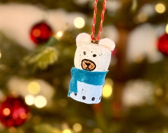 Wine Cork Christmas Tree Ornament- Polar Bear