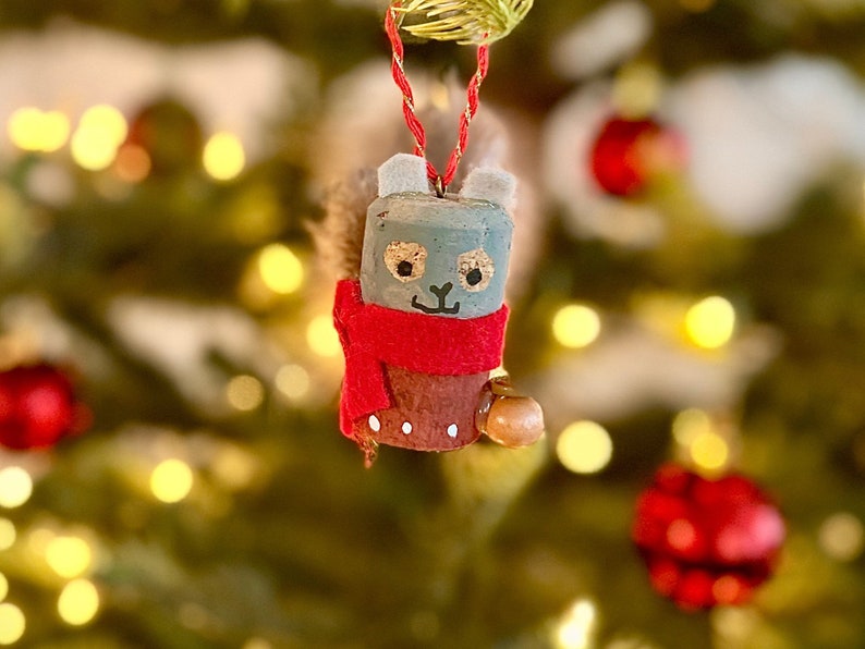 Wine Cork Christmas Tree Ornament Squirrel image 1