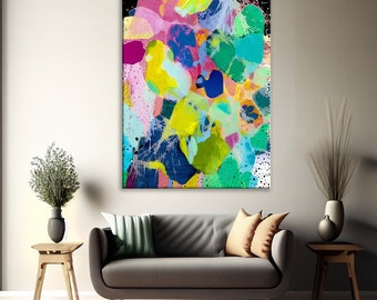 Bright Multicolor Home Decor Abstract Wall Art | Contemporary Living Room Art | Modern Wall Art | Large Hallway Decor | High Quality Poster