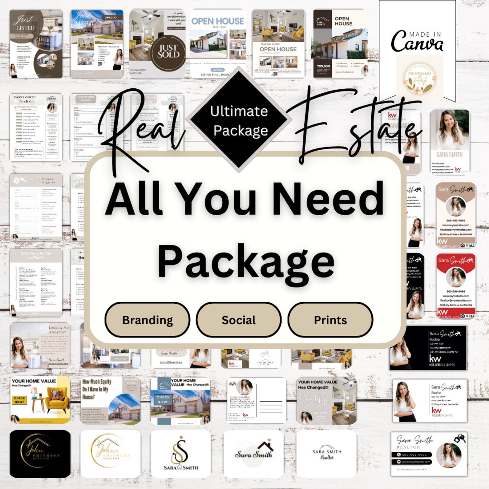 Realtor Marketing Templates, Real Estate Agent Bundle (canva Editable ...