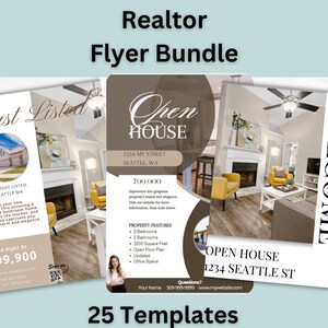 Real Estate Flyers, Realtor Flyers, Realtor Just Listed Flyers, Real Estate Marketing Templates, Open House Flyers, Realtor Marketing