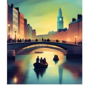 Dublin Digital Print / River Liffey / Ireland / City Art / Landscape Art