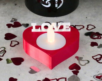 Love Heart Tealight Holder | 3D Printed Tealight Holder | Comes with LED Tealight | Gift for Loved One | Gift for Wife Girlfriend
