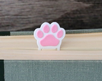 Cute Cat Pawprint Bookmark 3D Printed Set of 3 | Dual Color Print | Black Grey or White Bookmark with Pink Pawprint | Gift for Cat Lovers