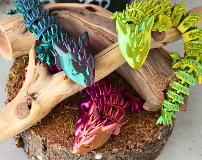 Articulated Baby Dragon Lizard | Spiked Baby Dragon Lizard Flexi Fidget | 3D Printed Lizard | Color Changing Articulating Lizard | 7 Colors