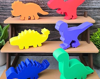 Baby Dinosaur Set | 3D Printed Dino Toys for Kids | Montessori STEM Gift | 6 or 9 Piece Set | Rainbow, Pastel, Glow-in-the-Dark