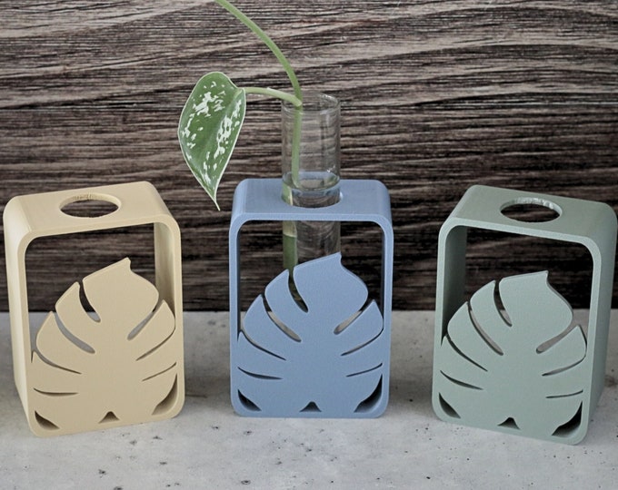 Monstera Leaf Propagation Station | 3D Printed 4 Inch Propagator | Boho Style | Chic Bohemian | Test Tube Plant Cloner | 3 Matte Colors