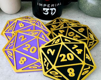 D20 Dice Coaster | 3D Printed RPG Coaster | Hexagon DND Drink Holder | Tabletop TTRPG Dice Coaster | Gift for D&D Dungeon Masters