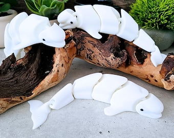 3D Printed Articulated Beluga Whale Fidget Flexi: 7.5" Marine Animal Desk Decor