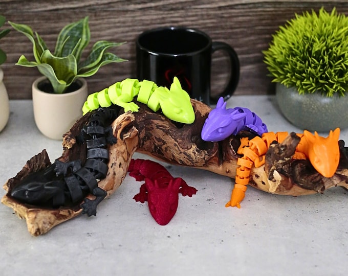 Articulated Baby Dragon Lizard | 3D Printed Fidget Toy | 20 Colors | Gift for Son Daughter Child Father Mother Student