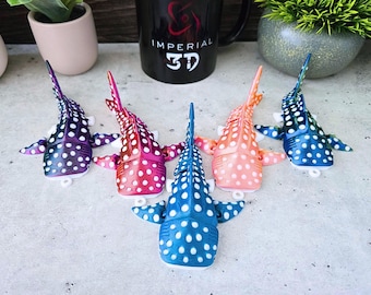 Articulated Mini Whale Shark Keychain Flexi | 3D Printed Color Changing Shark | Ocean Animal Fidget Toy | Gift for Shark Lovers Kids Student