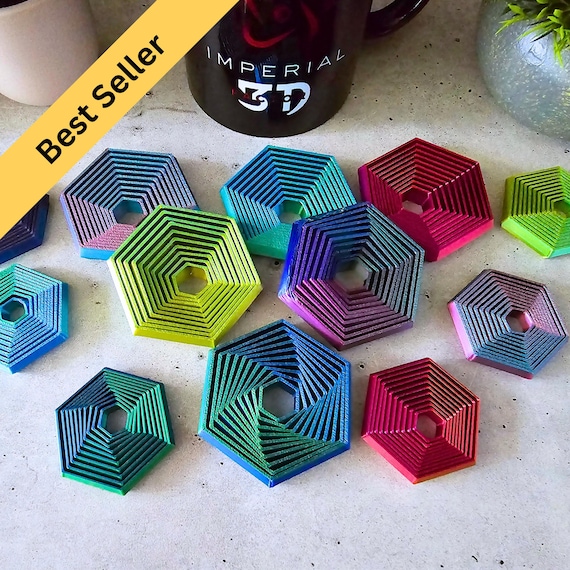3D Printed Nested Hexagon Fidget Toy: Sensory Calming Desk Toy