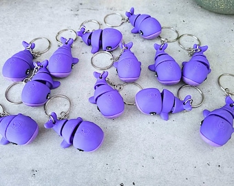 K-Pop Inspired Purple Whale Keychain Flexi: 2" Fidget 3D Printed Articulated Whale