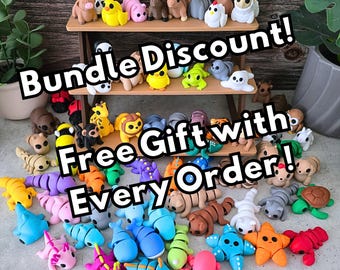 Mini Fidget Animals, 3D Printed Pocket Pets, Sensory Toys, Pick Your Own Pack