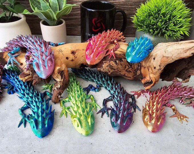 Articulating Lizard Flexi Fidget | 3D Printed Lizard | Color Changing Articulating Lizard | Spiked Lizard | 7 Metallic Colors | Unique Gift