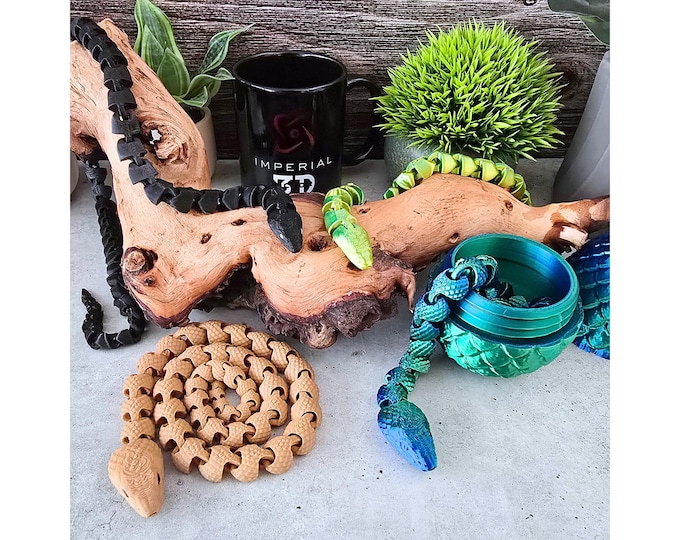 Articulated Snake Flexi Toy | 3D Printed Snake with Optional Matching Egg | Color-Changing Flexible Snake 2 Styles | Gift for Kids & Adults