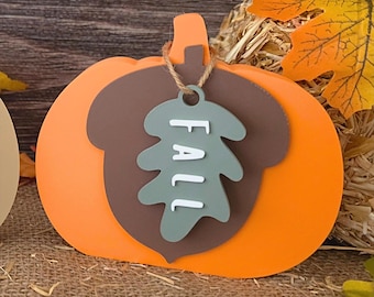 Autumn Pumpkin Home Decoration | Fall Acorn Leaf Decor | BOHO Inspired Minimalist Tabletop Countertop Decor | 2 Color Schemes | 3D Printed