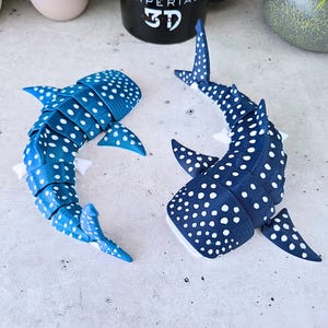 Articulated Whale Shark 3D Printed Flexi | Realistic Ocean Animal Fidget | 7.5 Inch Movable Toy | Shark Gift for Marine Life Lovers