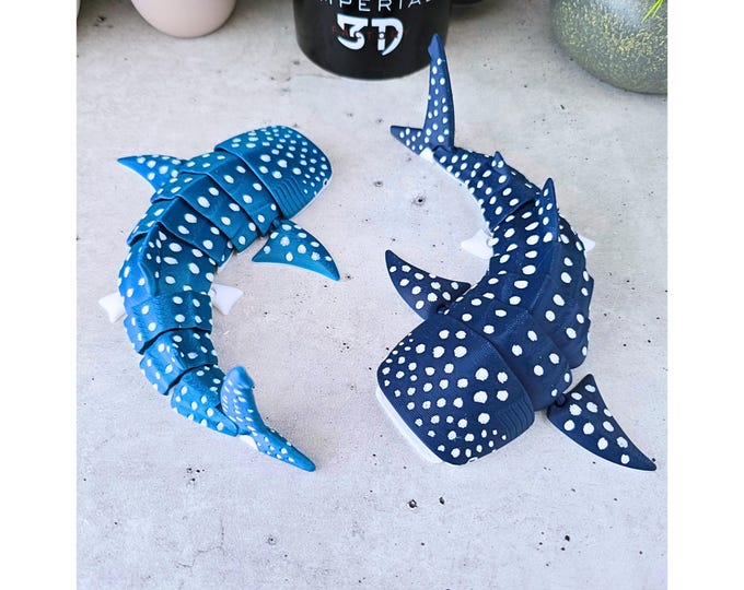 Articulated Whale Shark 3D Printed Flexi | Realistic Ocean Animal Fidget | 7.5 Inch Movable Toy | Shark Gift for Marine Life Lovers