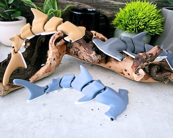 Articulated Hammerhead Shark Flexi | 3D Printed Flexible Shark Fidget | 3 Color Options |  Ocean Gift for Shark and Marine Life Lovers