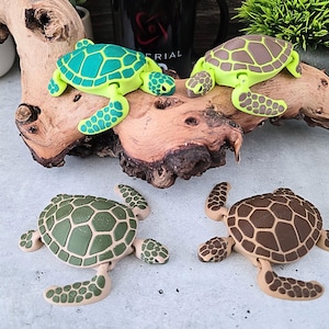 Articulated Sea Turtle Flexi: 3D Printed  Ocean Fidget, Sensory Desk Decor