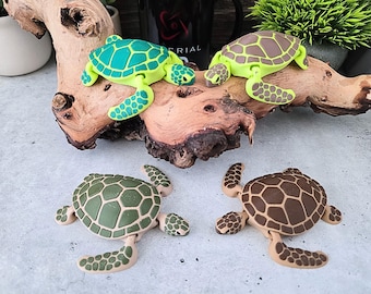 Articulated Sea Turtle Flexi | 3D Printed Ocean Fidget Toy | 4 Color Options | Sensory Desk Décor | Gift for Turtle Ocean Marine Lovers