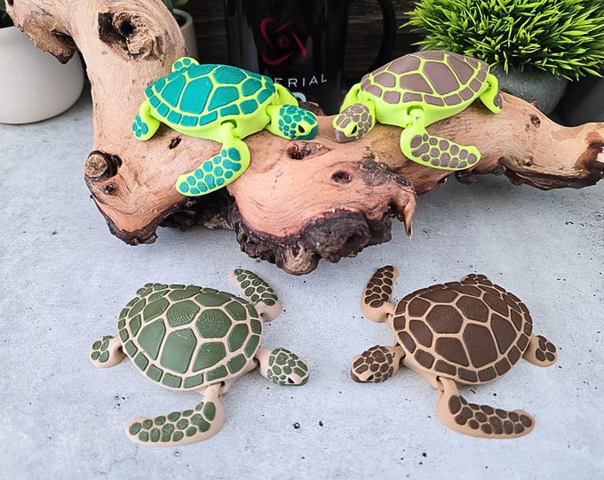Articulated Sea Turtle Flexi: 3D Printed  Ocean Fidget, Sensory Desk Decor