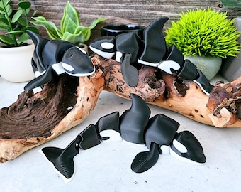 Articulated Orca (Killer Whale) Flexi | 7.5 Inch 3D‑Printed Realistic Ocean Animal Fidget | Gift for Marine‑Life Lovers