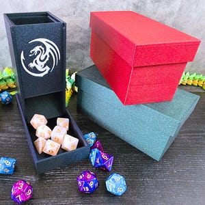 Glitter Dragon Dice Tower: Collapsible 3D Printed TTRPG Dice Roller