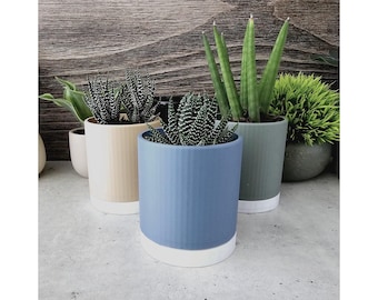 Ribbed Succulent Planter Pot: 3-Inch 3D Printed Boho Decor
