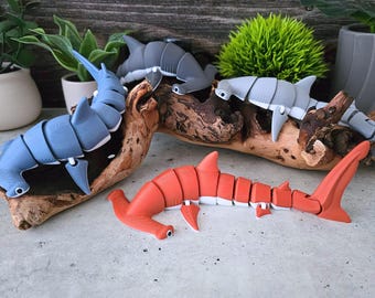 Articulated Hammerhead Shark Flexi: 3D Printed Poseable Ocean Animal Fidget
