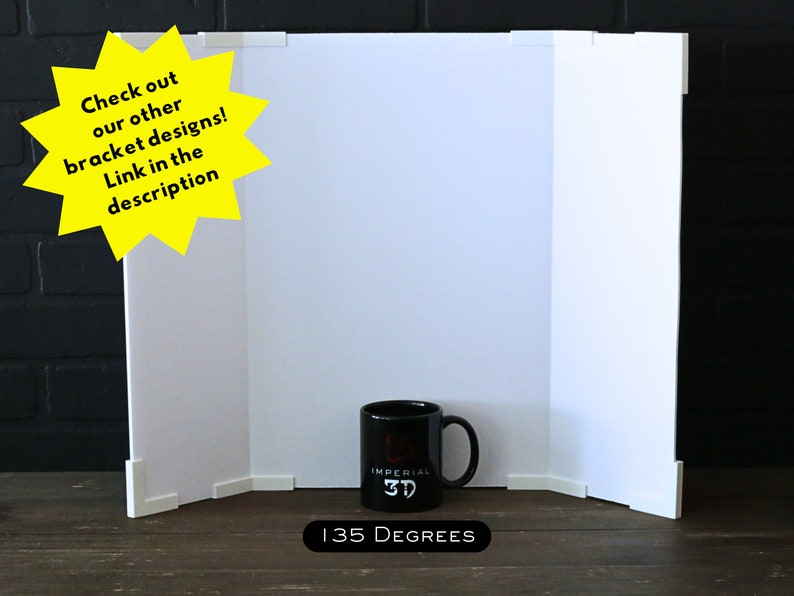 May include: A white three-panel backdrop with a 135-degree angle, perfect for product photography. A black mug with the text "IMPERIAL 3D" is in the center of the backdrop.