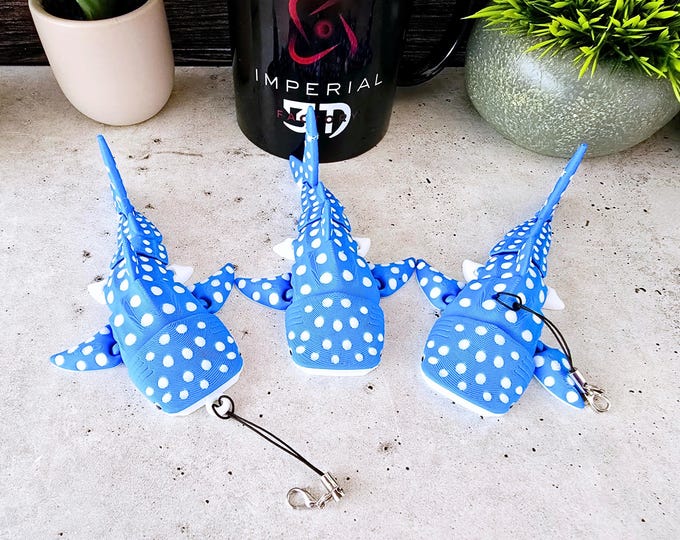 Articulated Whale Shark Keychain Flexi | 3D Printed Flexible Shark | Ocean Animal Keychain for Kids Students Adults | Gift for Shark Lovers