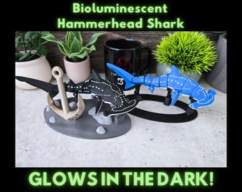 Bioluminescent Hammerhead Shark Flexi: 3D Printed Glow in the Dark Articulated Shark Fidget
