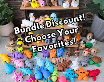 3D Printed Baby Animals Flexis: 1.5-3 inch Articulated Fidget Toys Bulk Items
