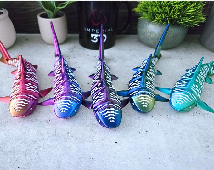 Articulated Tiger Shark: 3D Printed Metallic Color Changing Flexi