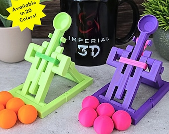 Folding Catapult Travel Toy | 5 Balls Included | 20 Colors | 3D Printed Toy | Gift for Son Daughter Child Father Mother Student
