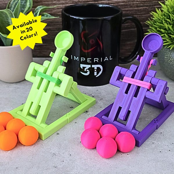Folding Catapult Travel Toy: 3D Printed Physics STEM Toy with Balls