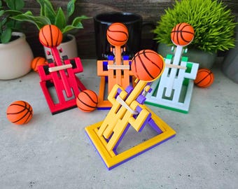 Basketball Folding Catapult: 3D Printed Two-Toned Travel Toy, Choose Your Favorite Team's Colors